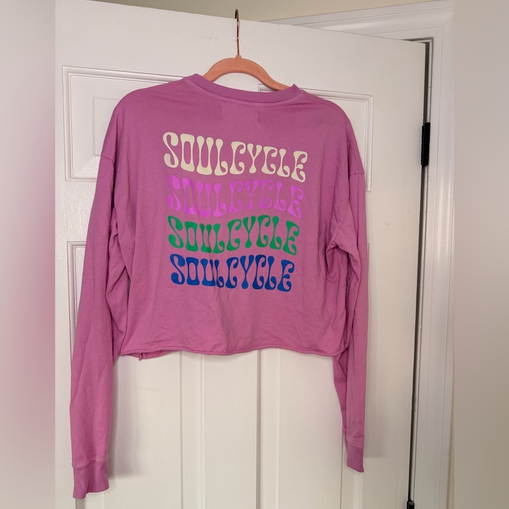 NWOT SoulCycle Lavender Long Sleeve with Multicolor Text